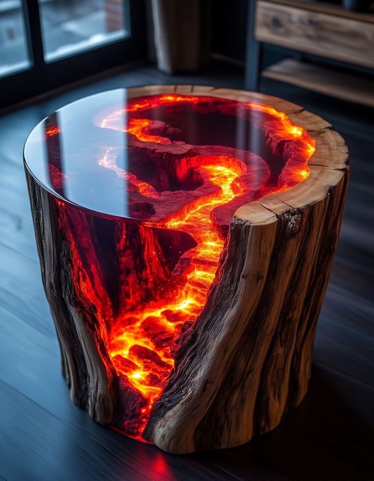 طاولة قهوة التنين من الخشب الطبيعى والسيلكون